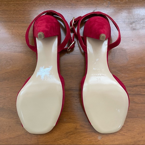 ‼️SALE‼️ Maje Fairy Twisted Red Suede High Heel Sandals - Picture 9 of 10